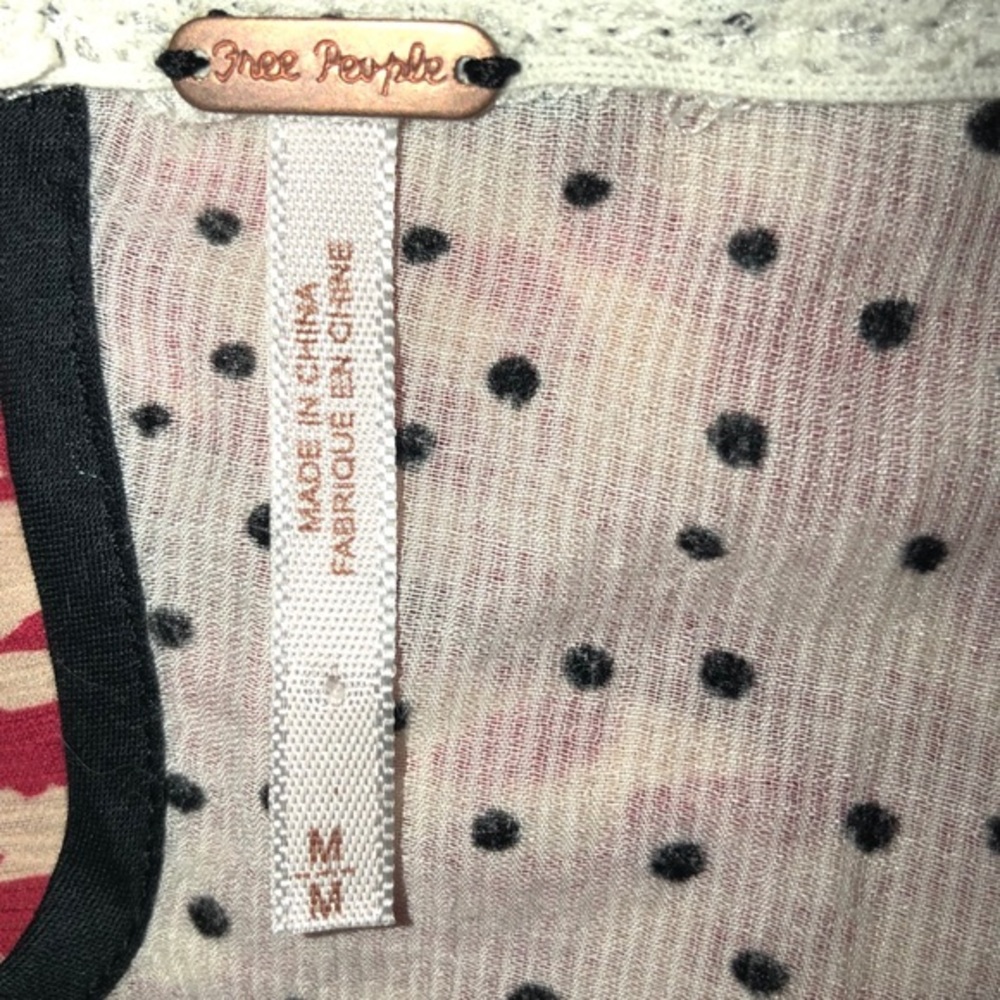 Free People Polka Dot Sheer Blouse Top - Picture 4 of 6